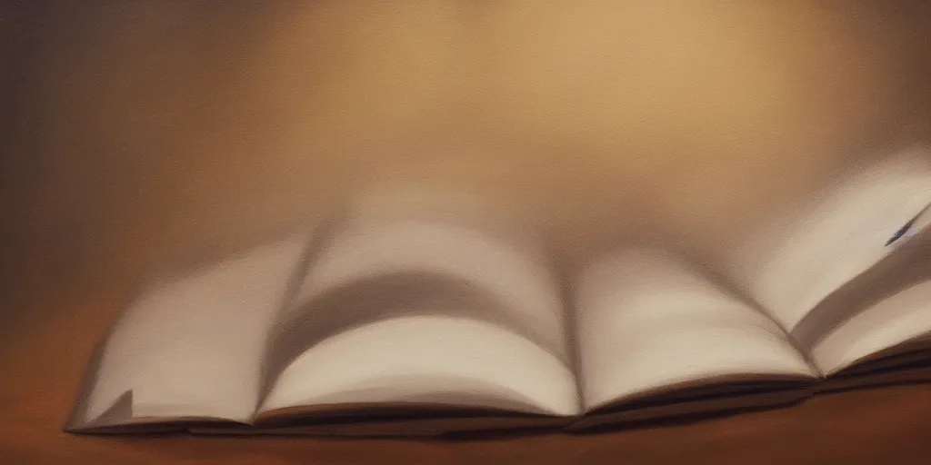 Image similar to an open book, cinematic lighting, detailed oil painting, hyperrealistic, 8k