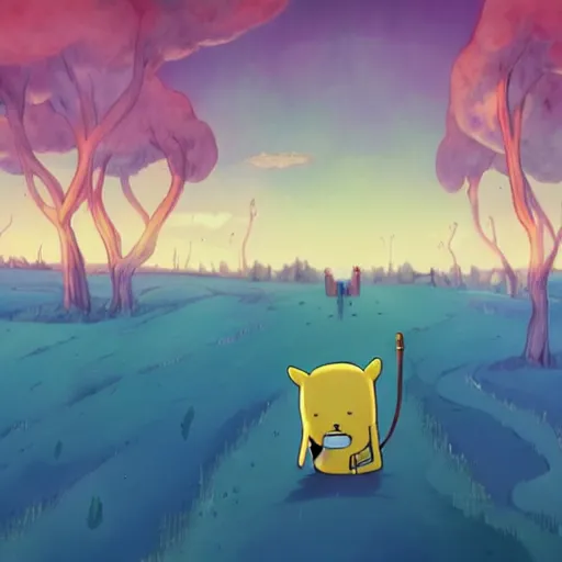 Image similar to a screenshot from adventure time by Salvador dali and Makoto Shinkai and Lois van baarle