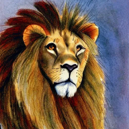 Image similar to jerry pinkney illustration of a lion