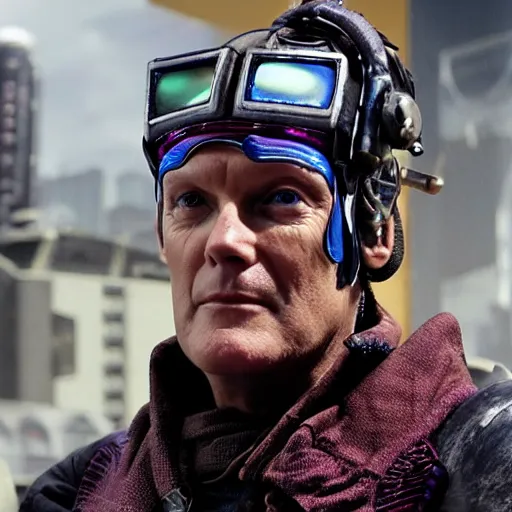 Image similar to Anthony Head as Cyberpunk Uther