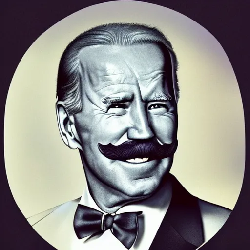Prompt: Detailed portrait of Joe Biden with large mustache and mullet hair, 8k, realistic, 50mm photograph