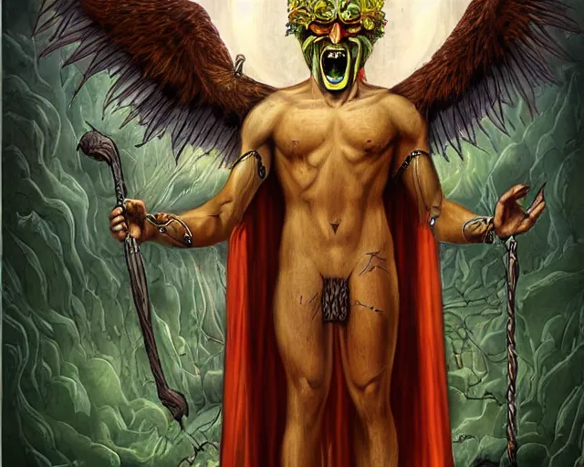 Image similar to the pagan enigma god by frank frazzetta