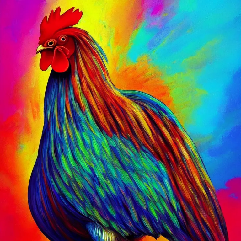 Prompt: colorful rooster by alex horely orlandelli, fantasy, artstation, smooth, illustration