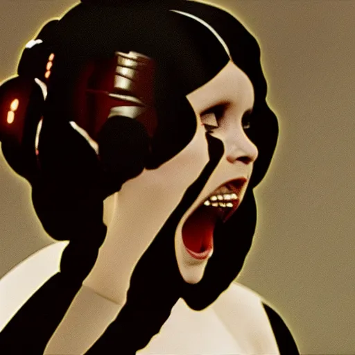 Image similar to a film still of princess leia screaming, artwork by caravaggio