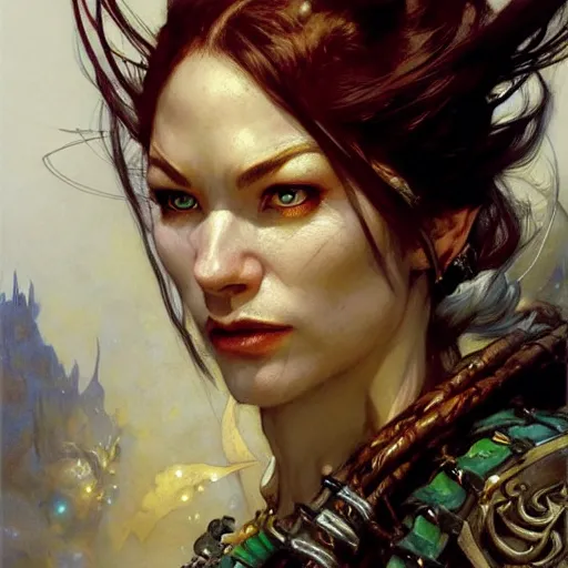 Image similar to highly detailed portrait of a fantasy rogue in the form of a beautiful halfling. d & d. art by donato giancola, eugene delacroix, ruan jia, carl larsson, peter mohrbacher. trending on artstation, intricate details, energetic composition, concept art, illustration, elegant art, global illuminaition