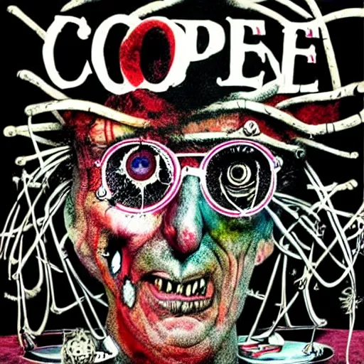 Image similar to graphic illustration, creative design, alice cooper, biopunk, francis bacon, highly detailed, hunter s thompson, mixed media