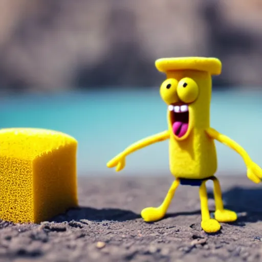 Image similar to a macro photograph of sponge bob squarepants figure