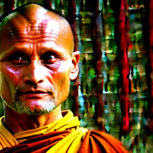 Image similar to viggo mortensen as a burmese buddhist monk