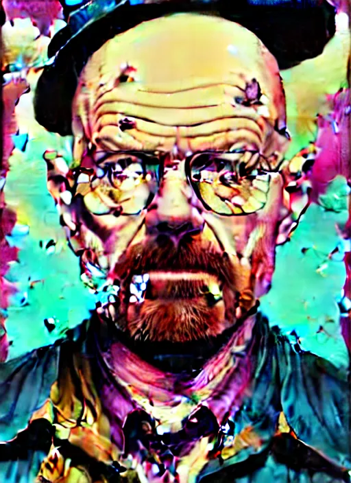 Prompt: zombie walter white mixing chemicals, tristan eaton, victo ngai, artgerm, rhads, ross draws