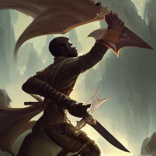 Image similar to a blackman rogue with a kukri fighting a french gentleman with a rapier, epic fantasy digital art, fantasy style art, by Greg Rutkowski, fantasy hearthstone card art style