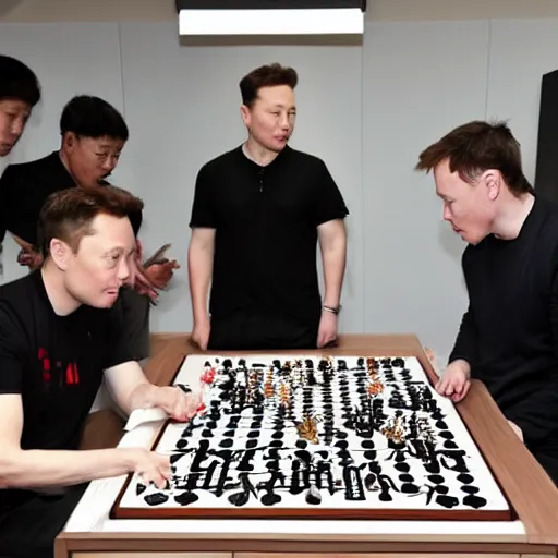 Image similar to Elon musk playing baduk