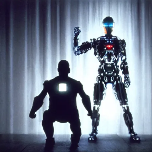 Image similar to movie still of man super hero cyborg, cinematic composition, cinematic light, by david lynch