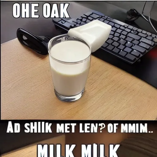 Image similar to oh no i spilled my milk all over my computer