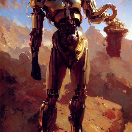 Image similar to human cyborg, sunny, painting by gaston bussiere, craig mullins, j. c. leyendecker