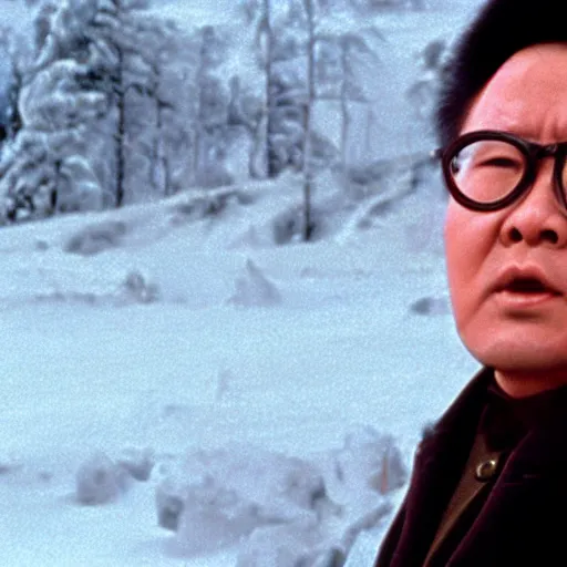 Image similar to filmstill of Kim Jong-il in the role of Doctor Zhivago by David Lean, 1965, cinemascope, 35mm film