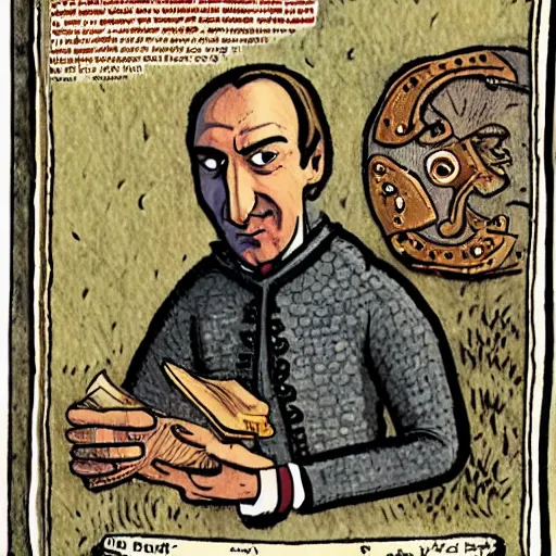 Image similar to saul goodman in a medieval bestiary