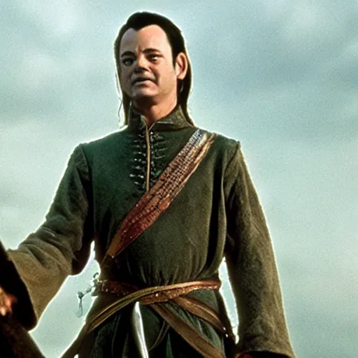 Image similar to bill murray plays elrond in lord of the rings, film still, promotional shot