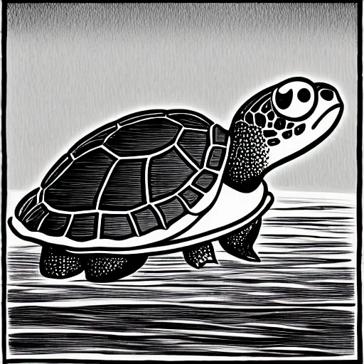 Prompt: storybook illustration of a turtle with a propeller attached to its shell, storybook illustration, monochromatic