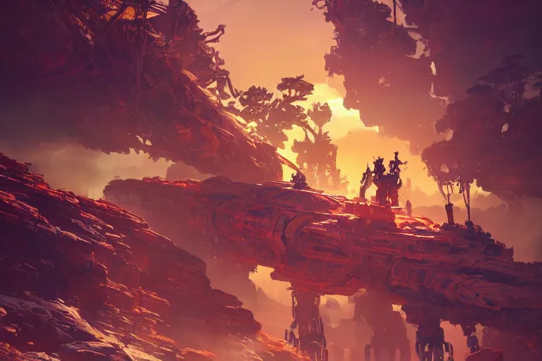 Image similar to scorcher machine mecanical creature robot of horizon forbidden west horizon zero dawn radiating a glowing aura global illumination ray tracing hdr fanart arstation by ian pesty and alena aenami artworks in 4 k