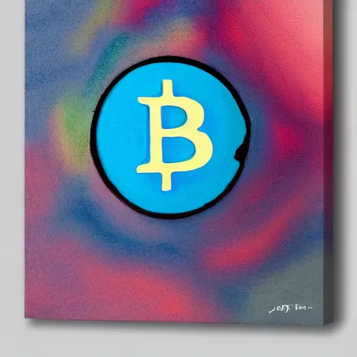 Prompt: 3 d of the cryptocoin symbol, flat paint, acrylic, minimal, abstract, art style by joshy sly, water color, soft pastel colors, generate monoschromatic random colors