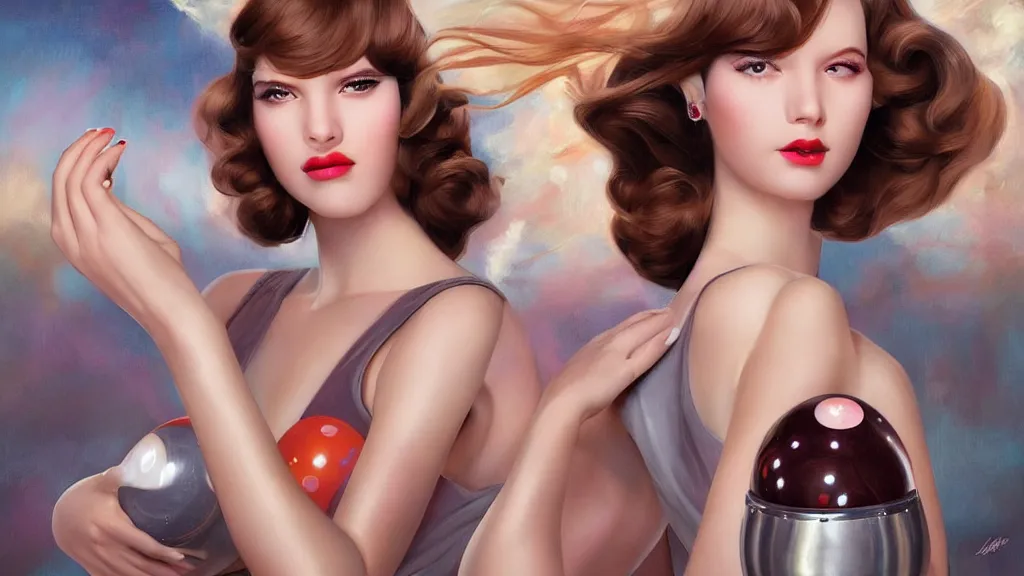 Image similar to art deco bowling alley, cute girls bowling, photo, ultra detail, photoreal, professionally retouched, soft moonlight lighting, shiny plastic miniskirt, realistic, smooth face, goddess, luscious lips, perfect eyes, wide angle, sharp focus on eyes, 8 k high definition, insanely detailed, intricate, elegant, art by artgerm and wlop