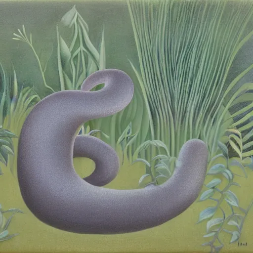 Image similar to cambrian, soft shadow by henri rousseau, by karen wallis dismal, tired. a beautiful sculpture of a snake eating its own tail that seems to go on forever.