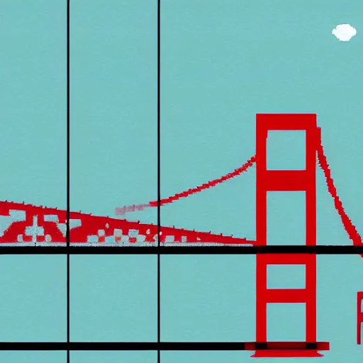 Image similar to pixel art of san francisco golden gate bridge