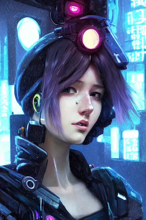 Image similar to portrait futuristic trustworthy cyberpunk young female gunner, in futuristic stormy heavy snowy tokyo rooftop cyberpunk night, ssci-fi, fantasy, intricate, very very beautiful, elegant, neon light, highly detailed, digital painting, concept art, human anatomy, soft light, hdri, smooth, sharp focus, illustration, art by tian zi and craig mullins and WLOP and alphonse mucha