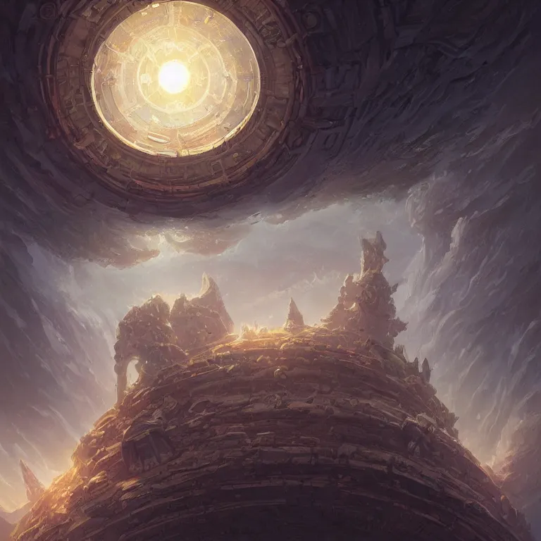 Image similar to Giant Floating Circular Ancient Sacred Sublime Cosmic Structure by Andreas Rocha