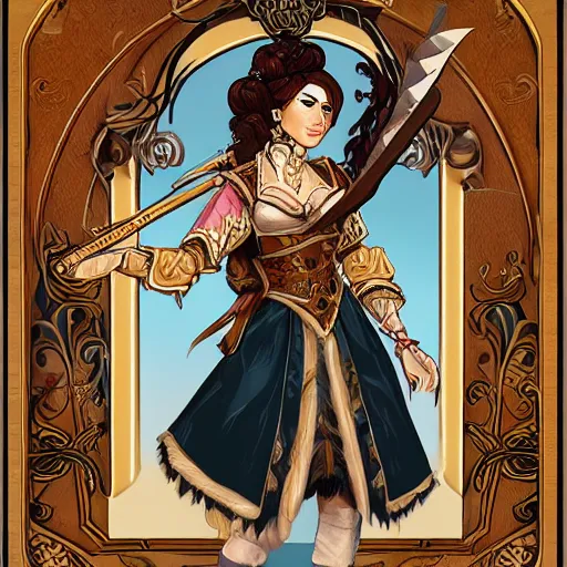 Image similar to detailed ilustration of a beautiful female bard, d & d style