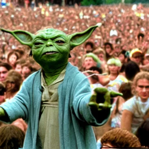 Image similar to yoda performing at woodstock