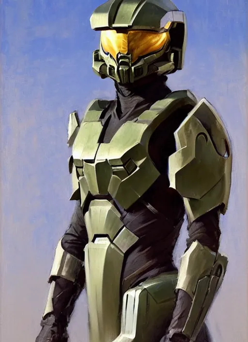 Image similar to Greg Manchess painting of a humanizedCorgian wearing Forerunner Armor from Halo, countryside, calm, fantasy character portrait, dynamic pose, above view, sunny day, artwork by Jeremy Lipkin and Giuseppe Dangelico Pino and Michael Garmash and Rob Rey, very coherent asymmetrical artwork, sharp edges, perfect face, simple form, 100mm