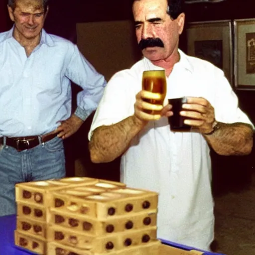 Image similar to saddam hussein playing beer pong with george w. bush