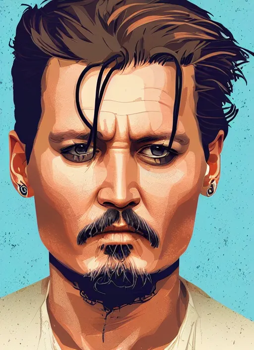 Image similar to highly detailed delirium face portrait of johnny depp in prison by petros afshar, tom whalen, laurie greasley, war face by greg rutkowski