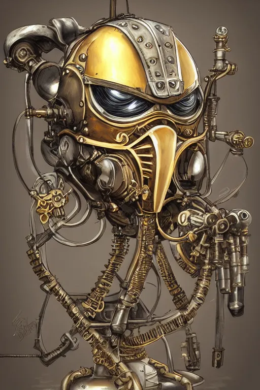 Image similar to steampunk helmet fantasy art mask robot ninja stylized digital illustration sharp focus, elegant intricate digital painting artstation concept art global illumination ray tracing advanced technology chaykin howard and campionpascale and cooke darwyn and davis jack