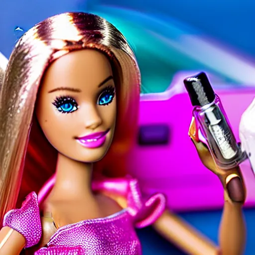 Image similar to barbie holding a vape