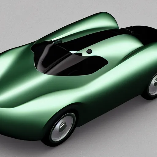 Prompt: An EV sports car as imagined in the 1950's, 3d render, high resolution