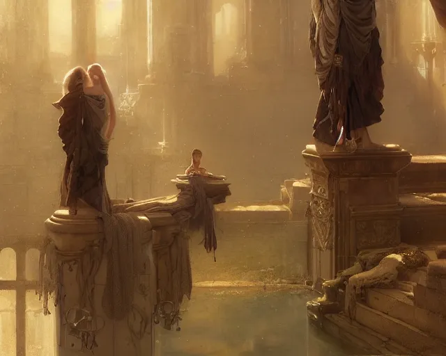 Image similar to medium shot, disney concept artists, blunt borders, rule of thirds, by jaime jones, tom bagshaw, lawrence alma - tadema, greg rutkowski, deviantart contest winner, fantasy art, intricate, elegant, highly detailed, 8 k, digital painting, concept art, sharp focus, illustration, golden ratio, mythological, ultra realistic, cinematic lighting, maximalist