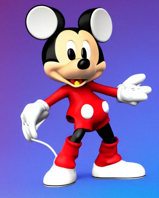 Image similar to full body 3d render of Micky mouse as a funko pop, studio lighting, white background, blender, trending on artstation, 8k, highly detailed