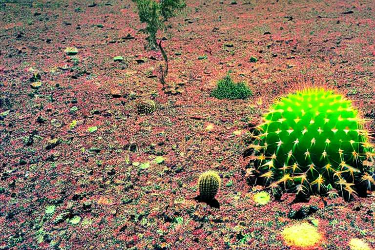 Prompt: lonely cactus growing on the moon, cinematic wide shot, cosmic sun in the background, lush green cactus, hd render, psychedelic colorful contrast