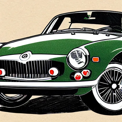 Prompt: illustration of a vintage mgb as an autobot