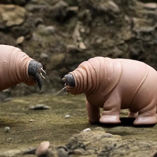 Image similar to tardigrade fighting a walrus