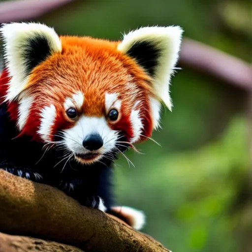 Image similar to a photo from national geographic of the cutest red panda ever, 4 k, detailed