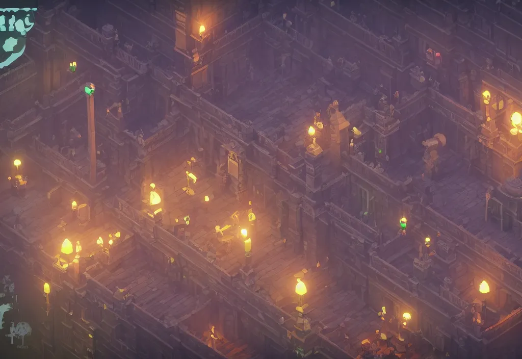 Image similar to isometric magicavoxel Bloodborne kipo wonderbeasts hospital cinematic lighting, 4k