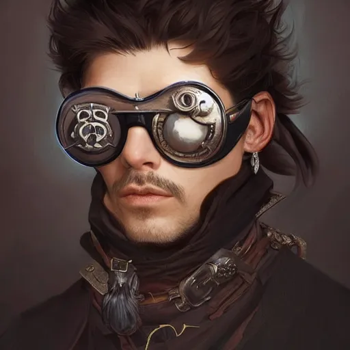 Image similar to portrait, male humanoid cat, eye patch, black fur, pirate, doctor, pirate clothes, d & d, fantasy, intricate, elegant, highly detailed, digital painting, artstation, concept art, matte, sharp focus, illustration, art by artgerm and greg rutkowski and alphonse mucha