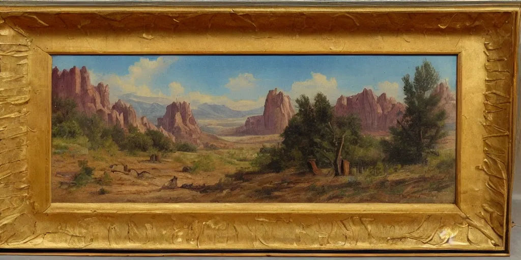 Image similar to American West scenery, XIXth century painting, no frame