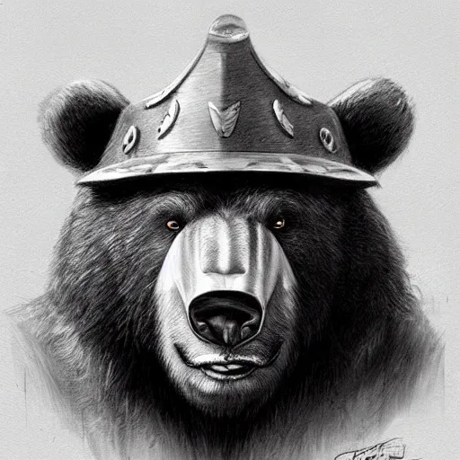 Image similar to dashing charming grinning charismatic bear beast-man, wearing captain's tricorne hat, naval background, amazing, lifelike award winning pencil illustration trending on art station artgerm Greg rutkowski cinematic