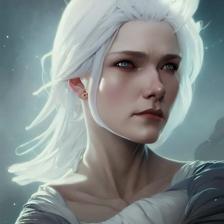 Image similar to gallent whitehaired girl portrait, sci-fi face, elegant, highly detailed, digital painting, artstation, concept art, smooth, sharp focus, illustration, art by artgerm and greg rutkowski and alphonse mucha