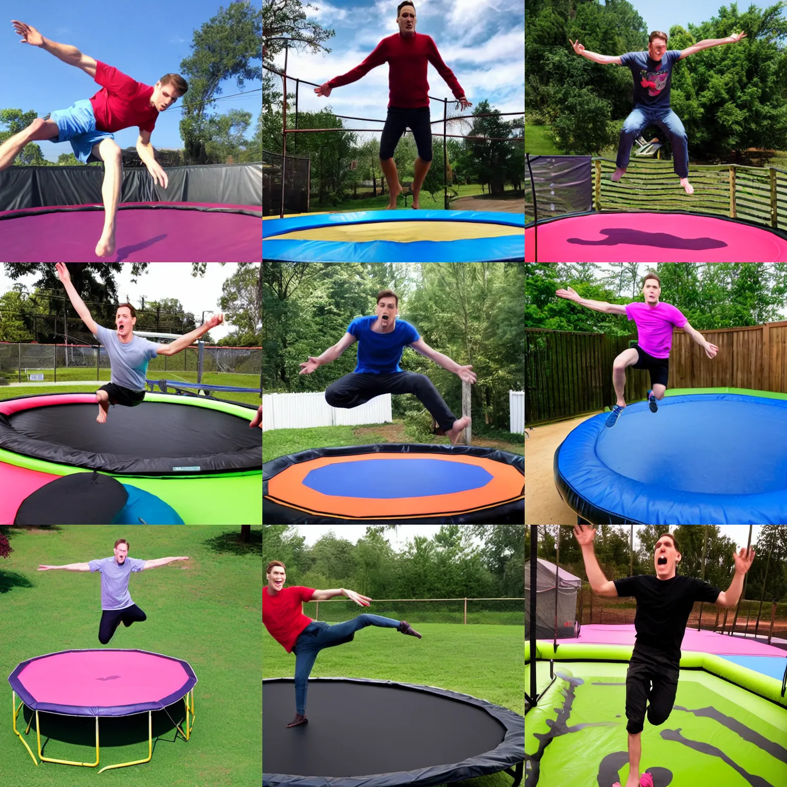 Prompt: jerma on a trampoline