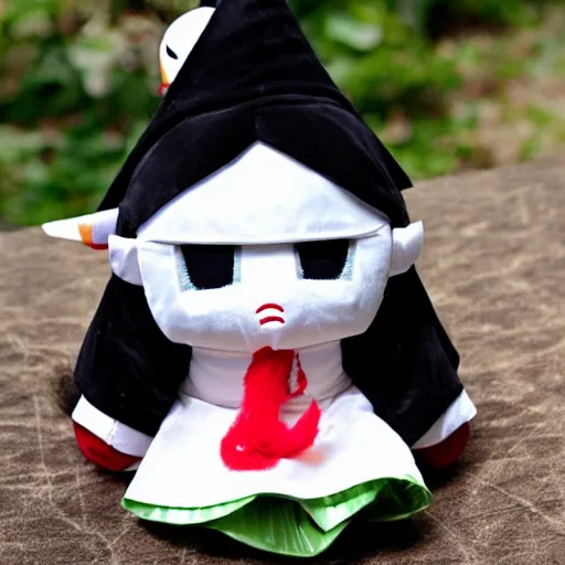 Prompt: cute fumo plush of a masked shrine guardian girl